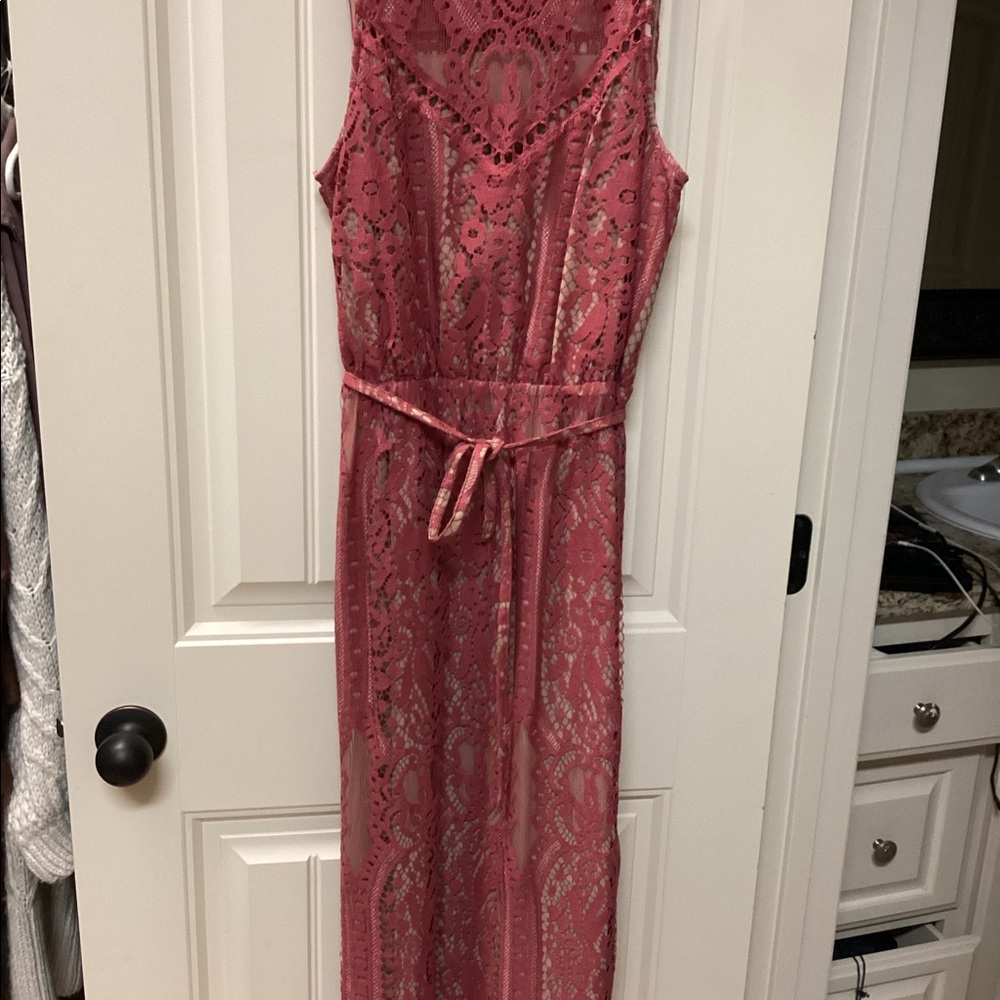 Lace overlay dress.